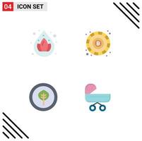 Group of 4 Modern Flat Icons Set for water trolly blockchain bio kids Editable Vector Design Elements