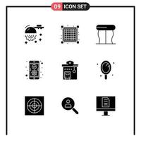 Pictogram Set of 9 Simple Solid Glyphs of station bus station interior bus development Editable Vector Design Elements