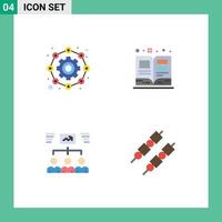 4 Thematic Vector Flat Icons and Editable Symbols of affiliate group working schoolbook task Editable Vector Design Elements