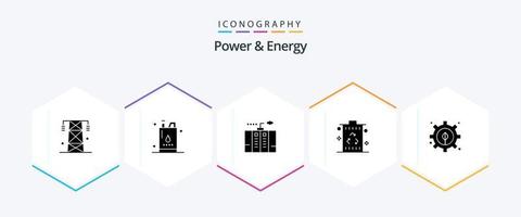 paquete de iconos de 25 glifos de energía y energía que incluye basura. compartimiento. aceite. fuerza. energía vector