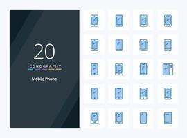 20 Mobile Phone Blue Color icon for presentation vector