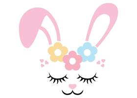 Cute bunny, bunny girl with eyelashes, graphics for kids. vector illustration