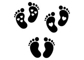 baby footprint silhouette new born set illustration isolated on white background vector