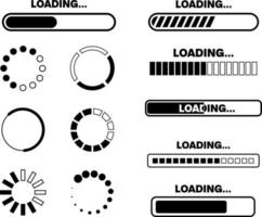 conjunto de iconos de la barra de carga. interfaz de usuario de progreso para la aplicación web, ilustración de vector de estilo plano de diseño simple aislado