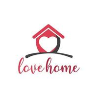 Simple icon of house with heart shape within. House line art shape. Vector symbol logo template easy to edit.