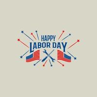 Vector Happy Labor Day card. National american holiday illustration with hand tools. Festive poster or banner with hand lettering.