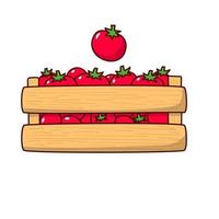 Box of tomato vector illustration in cute cartoon style isolated on white background