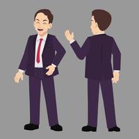 businessman standing pose front and back view vector
