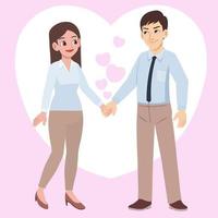 young couple holding hands in love vector