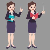 businesswoman standing poses explaining vector