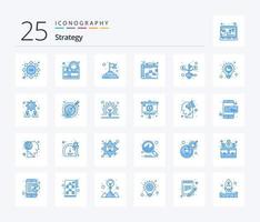 estrategia 25 paquete de iconos de color azul que incluye planificación. ahorro. bandera. dinero. estrategia vector