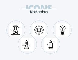 paquete de iconos de línea de bioquímica 5 diseño de iconos. matraz. química. química. biología. más grande vector