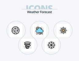 paquete de iconos llenos de línea meteorológica 5 diseño de iconos. . lluvia. copos de nieve. clima. teléfono inteligente vector