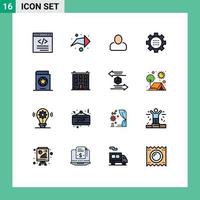 16 Universal Flat Color Filled Lines Set for Web and Mobile Applications costume setting administrator options configuration Editable Creative Vector Design Elements