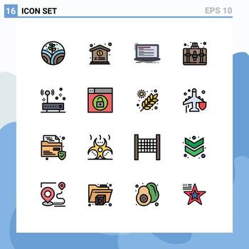 paquete de iconos de vector de stock de 16 signos y símbolos de línea para conexión a internet bolsa de hobby de computadora elementos de diseño de vector creativo editable