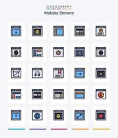 Creative Website Element 25 Line FIlled icon pack  Such As stop. internet. website. browser. text vector