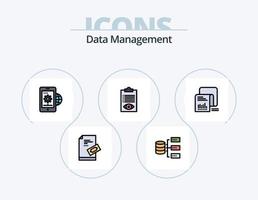 paquete de iconos lleno de línea de gestión de datos 5 diseño de iconos. música . herramientas. servidores configuración . documento vector