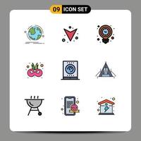 9 iconos creativos signos y símbolos modernos de oficina carnaval reloj entretenimiento bombilla elementos de diseño vectorial editables vector