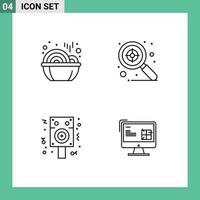 4 User Interface Line Pack of modern Signs and Symbols of chinese night year target computer Editable Vector Design Elements