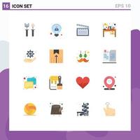 Universal Icon Symbols Group of 16 Modern Flat Colors of setting table american interior books Editable Pack of Creative Vector Design Elements