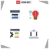 4 Flat Icon concept for Websites Mobile and Apps design setting web balloon bank Editable Vector Design Elements