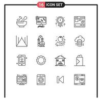 Set of 16 Modern UI Icons Symbols Signs for web internet computer browser time Editable Vector Design Elements