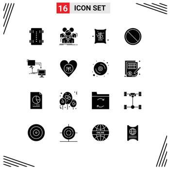 User Interface Pack of 16 Basic Solid Glyphs of stop cancel meeting block farming Editable Vector Design Elements