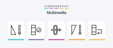 paquete de iconos de línea multimedia 5 que incluye . puerta. datos. diseño de iconos creativos vector