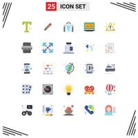 Pack of 25 Modern Flat Colors Signs and Symbols for Web Print Media such as alert monitoring engagement analytics laptop Editable Vector Design Elements