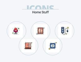 paquete de iconos llenos de línea de cosas para el hogar 5 diseño de iconos. tiempo. gabinete. espejo. belleza vector