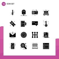 16 User Interface Solid Glyph Pack of modern Signs and Symbols of romance love computer couple vga Editable Vector Design Elements