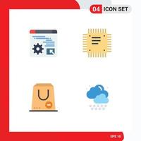 4 Flat Icon concept for Websites Mobile and Apps web commerce economy cpu minus Editable Vector Design Elements