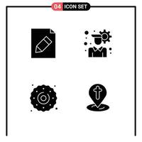 Solid Glyph Pack of Universal Symbols of document sweets account cookie map Editable Vector Design Elements