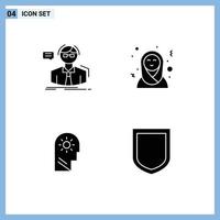Stock Vector Icon Pack of 4 Line Signs and Symbols for professor control teacher arabic setting Editable Vector Design Elements