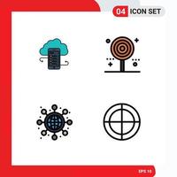 Pack of 4 Modern Filledline Flat Colors Signs and Symbols for Web Print Media such as cloudstorage holiday clouds safety sweet Editable Vector Design Elements