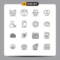 16 Thematic Vector Outlines and Editable Symbols of arrow selection cart resources human Editable Vector Design Elements