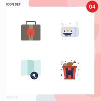 4 Universal Flat Icon Signs Symbols of briefcase search ticket party food Editable Vector Design Elements