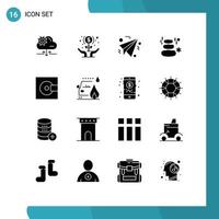 Pack of 16 Modern Solid Glyphs Signs and Symbols for Web Print Media such as devices square investment spa natural Editable Vector Design Elements