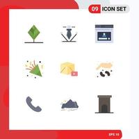 Set of 9 Modern UI Icons Symbols Signs for holiday party internet celebration profile Editable Vector Design Elements