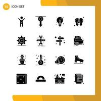 User Interface Pack of 16 Basic Solid Glyphs of light bulb idea men bulb design Editable Vector Design Elements