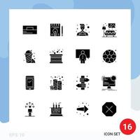 16 User Interface Solid Glyph Pack of modern Signs and Symbols of garden fast food decorator image living Editable Vector Design Elements