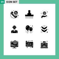 9 Universal Solid Glyph Signs Symbols of man reality tractor motion support Editable Vector Design Elements