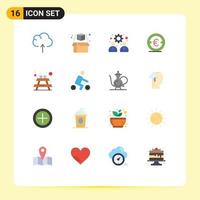 16 Universal Flat Colors Set for Web and Mobile Applications furniture bench team money finance Editable Pack of Creative Vector Design Elements