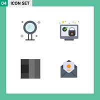 4 Universal Flat Icon Signs Symbols of bathroom security mirror screen wireframe Editable Vector Design Elements