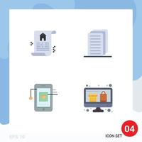 4 Flat Icon concept for Websites Mobile and Apps document network business mobile display Editable Vector Design Elements