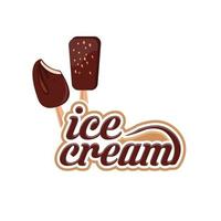 Ice Cream Vector Line Icon or Logo - Simple Thin Line Icon and Colorful Geometric Background - stock vector