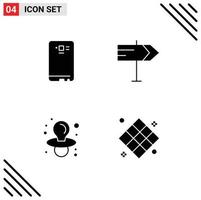 4 Universal Solid Glyph Signs Symbols of phone dummy back map athletics Editable Vector Design Elements