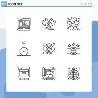 Pack of 9 Modern Outlines Signs and Symbols for Web Print Media such as view transport viking monocycle romance Editable Vector Design Elements