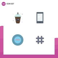 Pack of 4 Modern Flat Icons Signs and Symbols for Web Print Media such as beverage no juice mobile less Editable Vector Design Elements