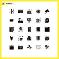 Modern Set of 25 Solid Glyphs and symbols such as computing cloud computer share success Editable Vector Design Elements